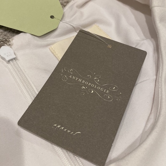 Maeve Anthropologie dress size 10 white, champagne, black trim - Picture 7 of 9